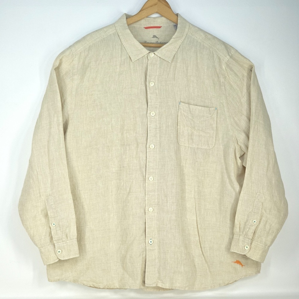 Tommy Bahama Button Up Shirt‎ Mens XXXL/TT 100% Linen Long Sleeve Summer Comfort